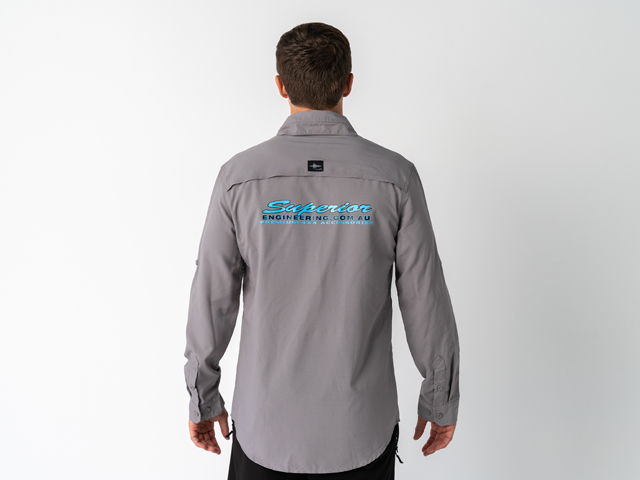 Superior Mens Syzmik Fishing Shirt Stone (Each) - SUP-FISH-M-STN-XXX